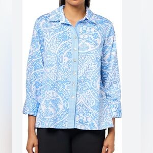 Ali Miles NWT Women’s 3/4 Sleeve Cotton Woven Blouse Button Down Size XL